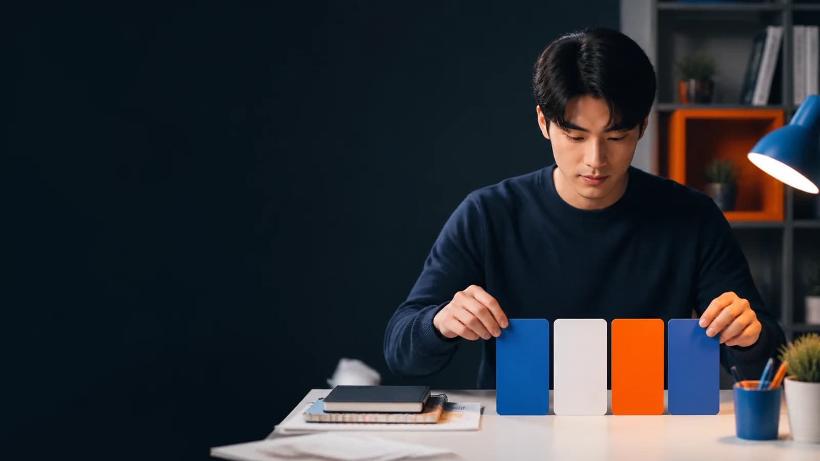 발견 설명 수정 재확인 카드를 순서대로 배열하는 성인 한국인 학습자