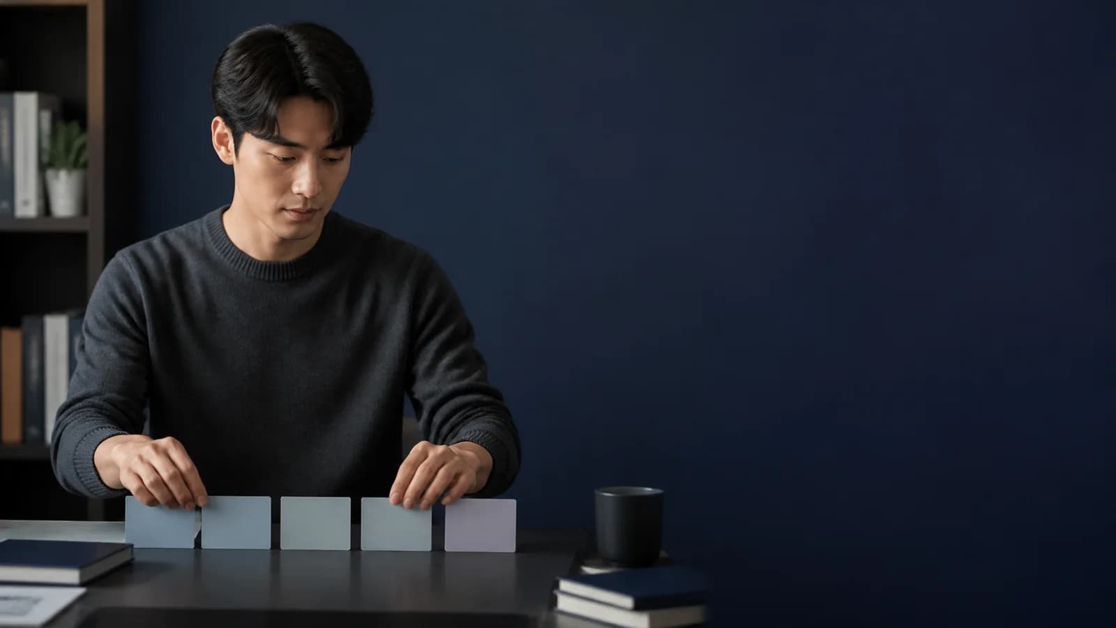 다섯 활동 블록이 있는 첫 주 시간표를 확인하는 성인 한국인 학습자