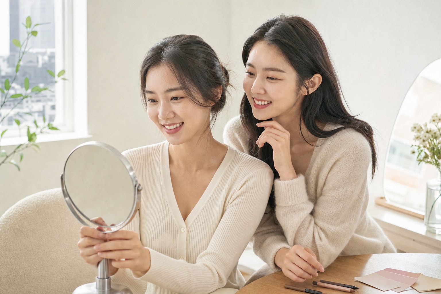 눈썹 결의 방향과 경계를 가까이 살펴보는 에디토리얼 얼굴 이미지