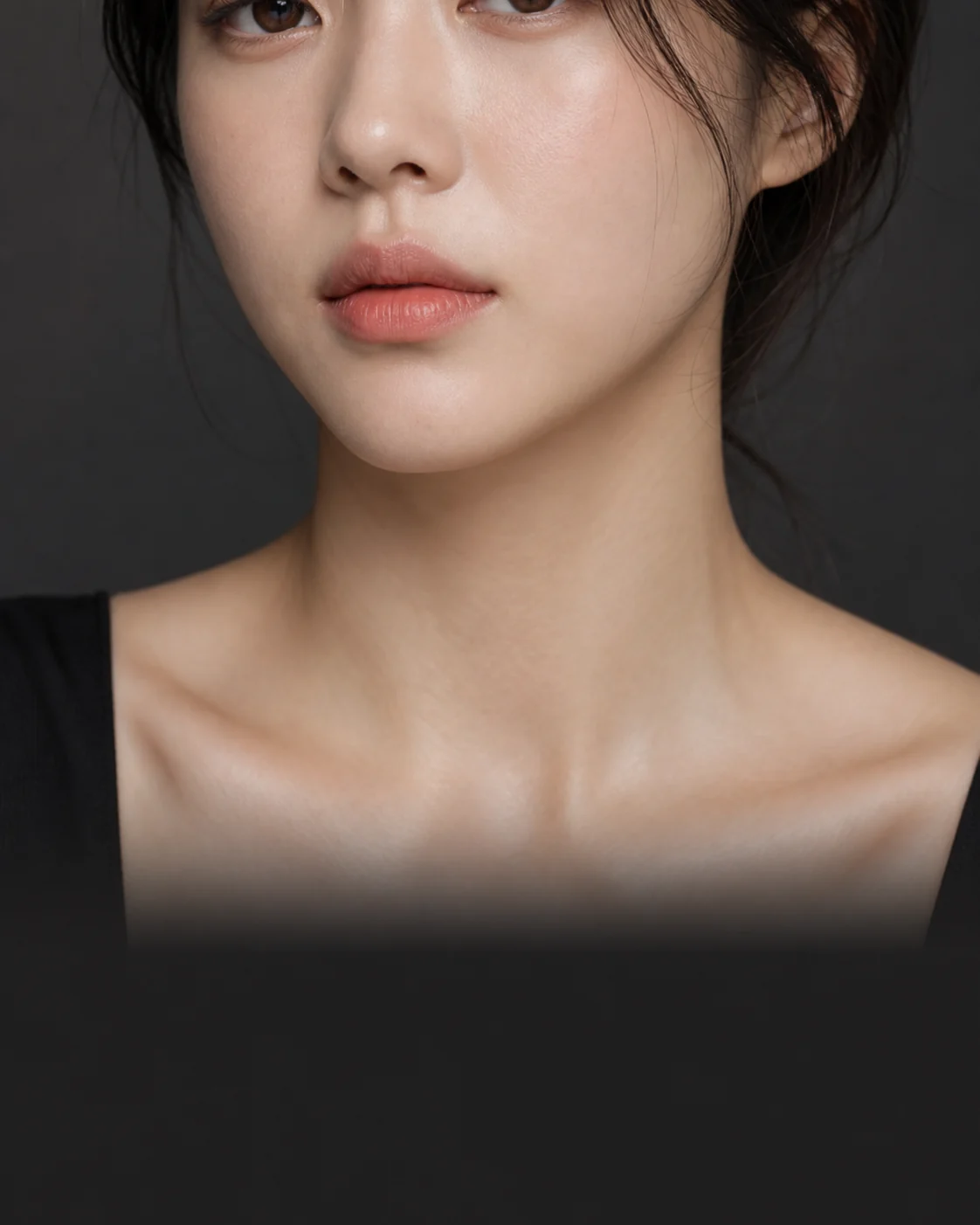 눈썹 결의 방향과 경계를 가까이 살펴보는 에디토리얼 얼굴 이미지