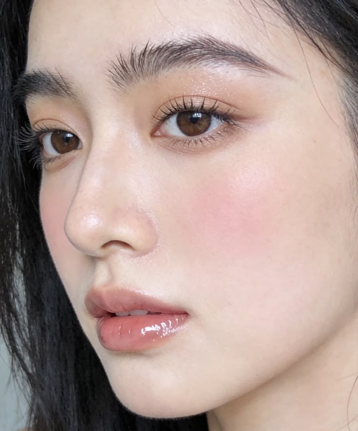 따뜻한 실내 조명에서 거울로 평소 인상을 확인하는 일상 이미지