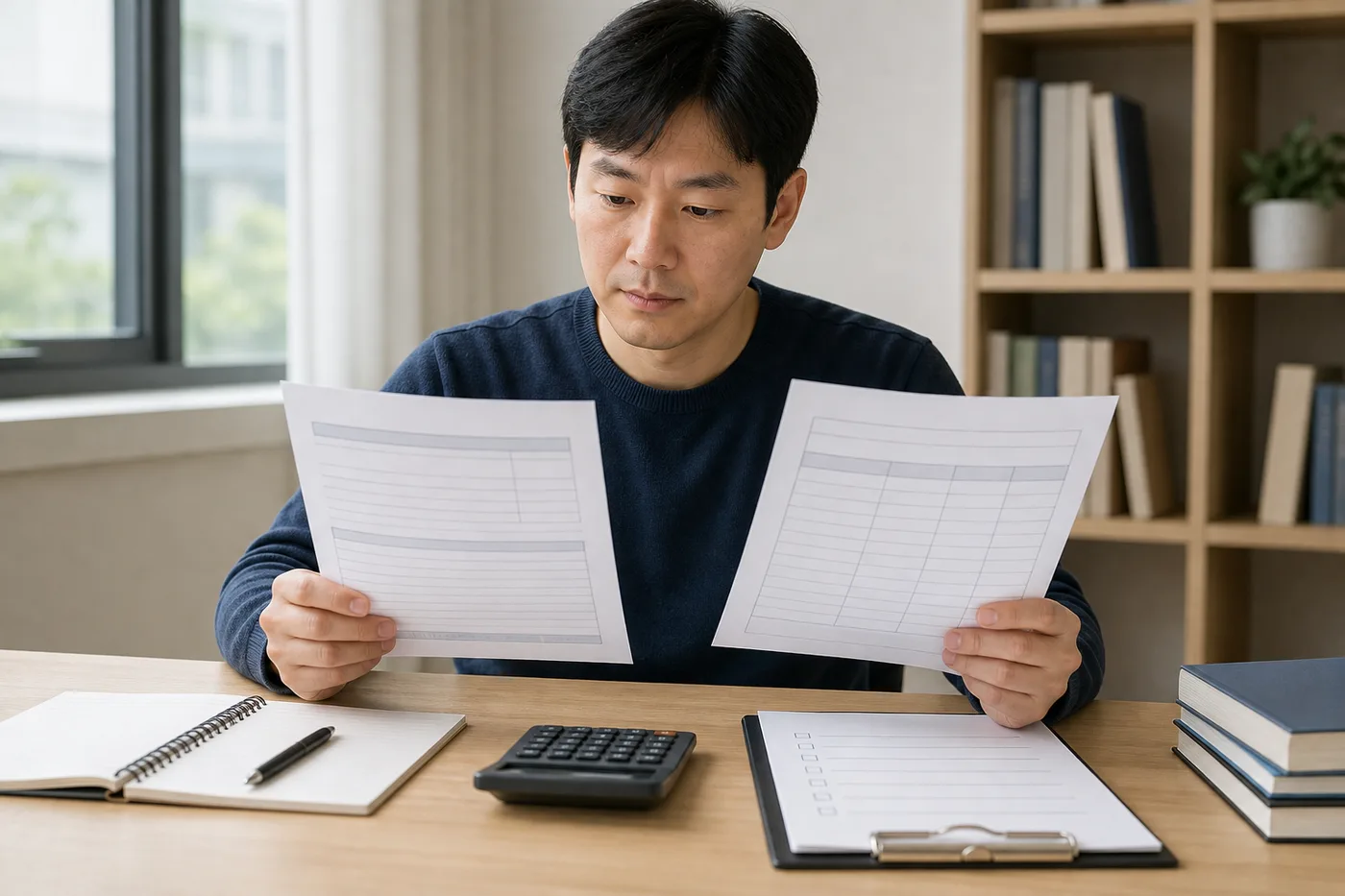 실습 단계표와 항목별 비용 명세를 나란히 확인하는 장면