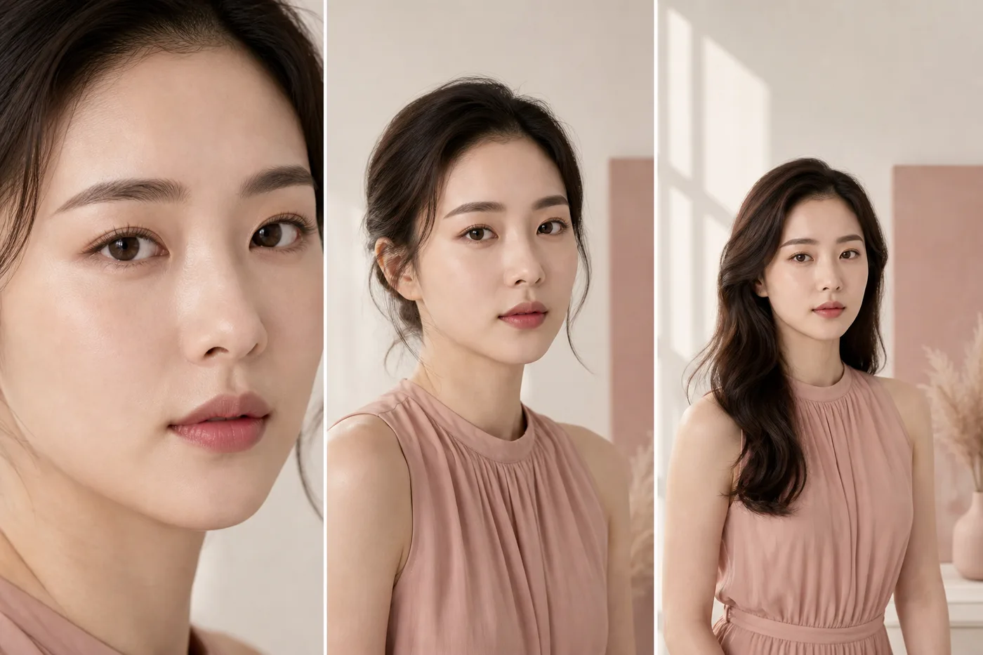 앞머리 중심 꼬리 기존 색을 네 칸으로 나눈 눈썹 상담 보드