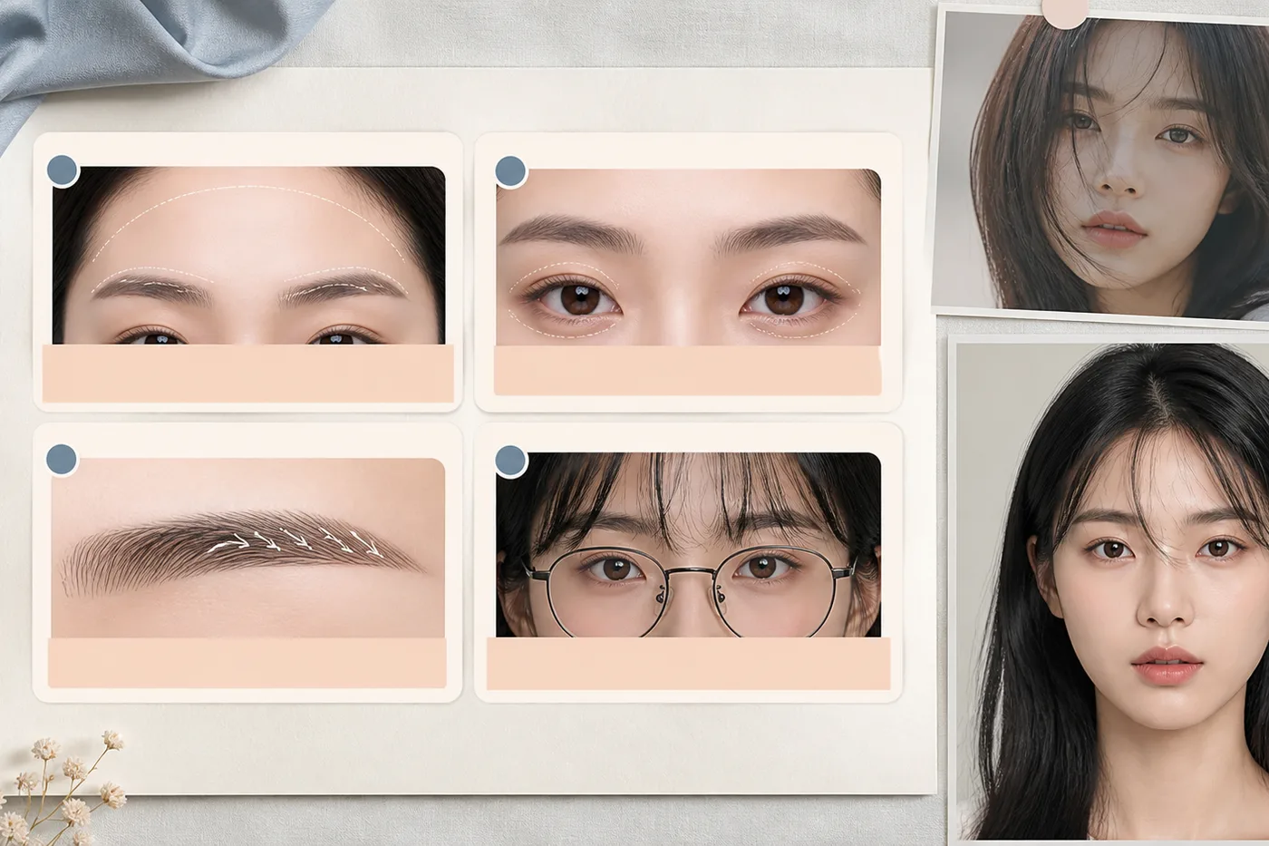 골격 눈매 원래 털 생활 스타일을 네 칸으로 나눈 비교 보드