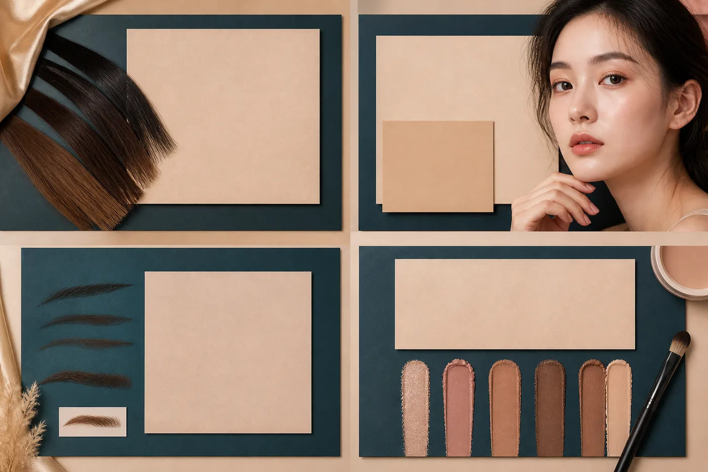 피부톤 머리색 본래 눈썹색 화장 농도를 네 카드로 정리한 보드
